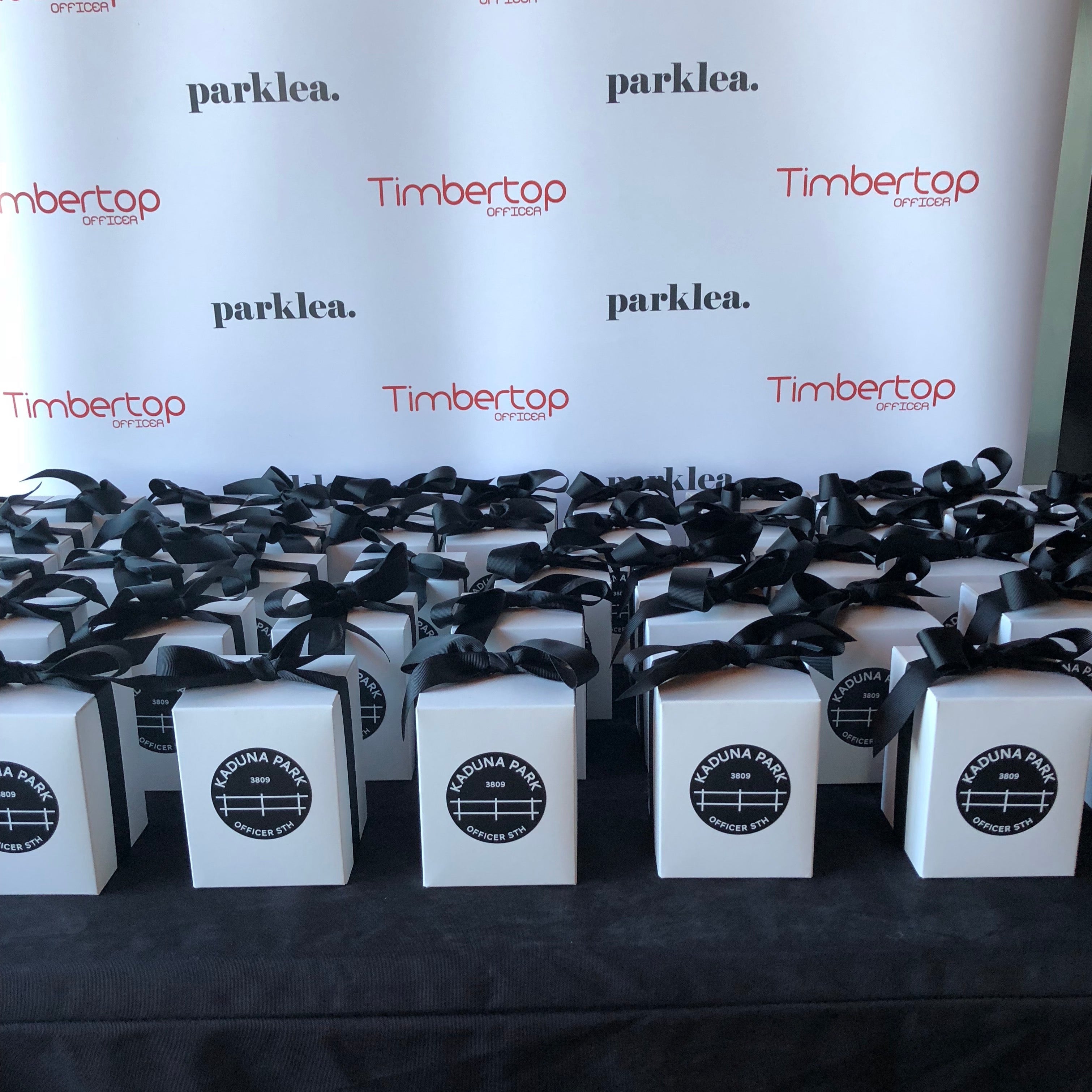 Timbertop Estate And Kaduna Park Estate Branded Candles For Parklea Developer, Made By Lovr Designs Melbourne. Custom Branded Business Candles.