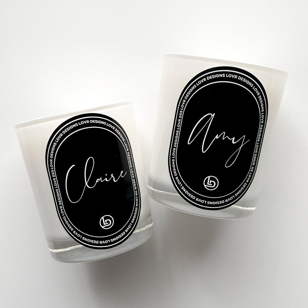 Personalised Candle With Name by Lovr Designs - Made In Melbourne. Personalised Name Candle. Monochrome Candles. Luxury Candles In Melbourne.