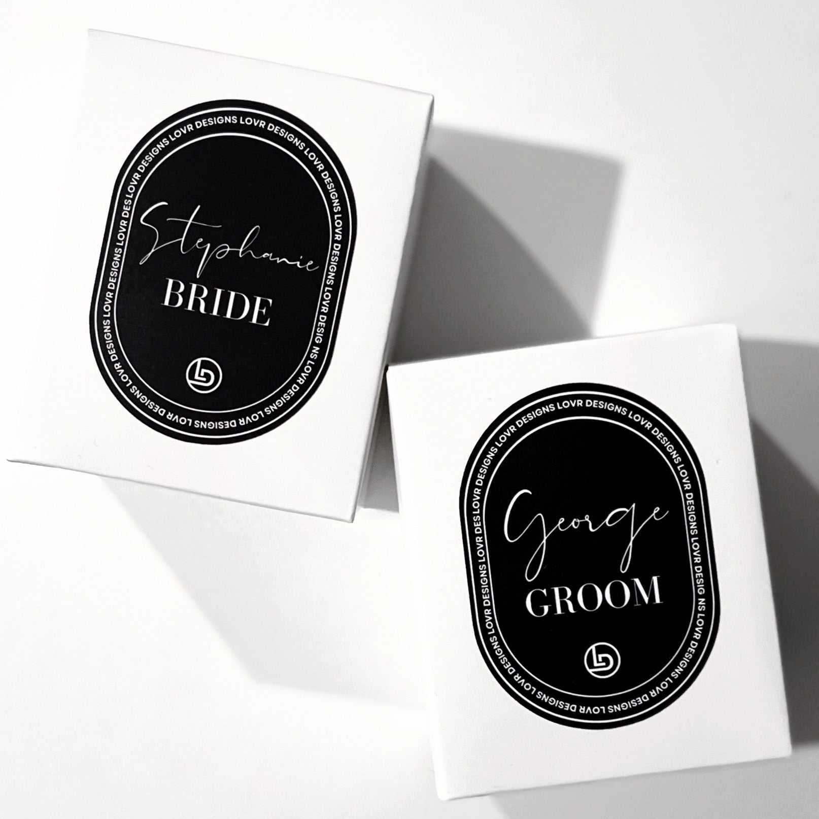 Personalised Bridal Candles With Name For The Bride And Groom. Customised Bride and Groom Candles Hand Made in Melbourne by Lovr Designs. Sophisticated Wedding Candles.