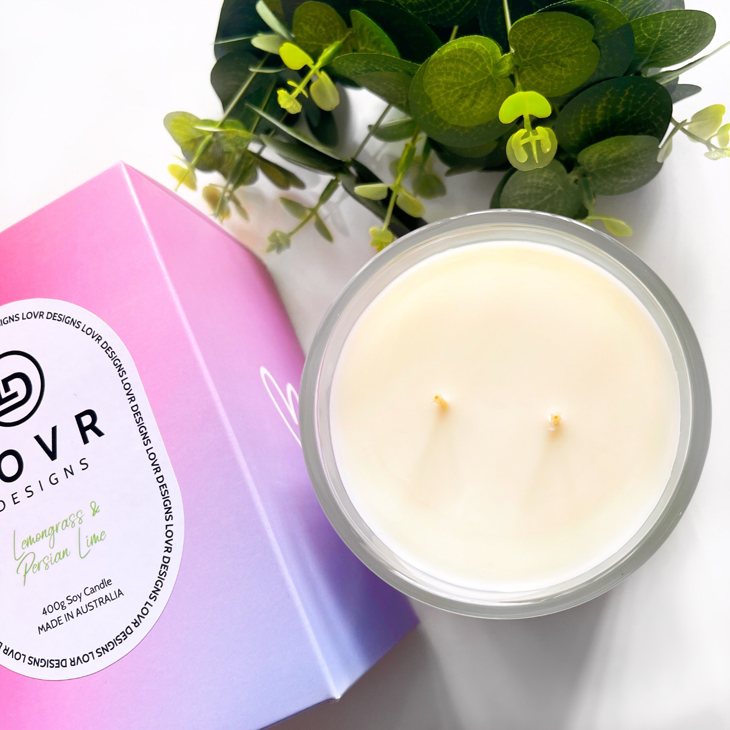 Lemongrass & Persian Lime Scented Soy Wax Candle. Lovr Designs. Melbourne Candles. Hand Poured in Melbourne. A Natural, Fresh Citrus Scent Of Lemongrass Is Combined With Zesty Lime, Lemon Peel And A Soft Floral Undertone. Extra Large Candle. Huge Scented Candle.