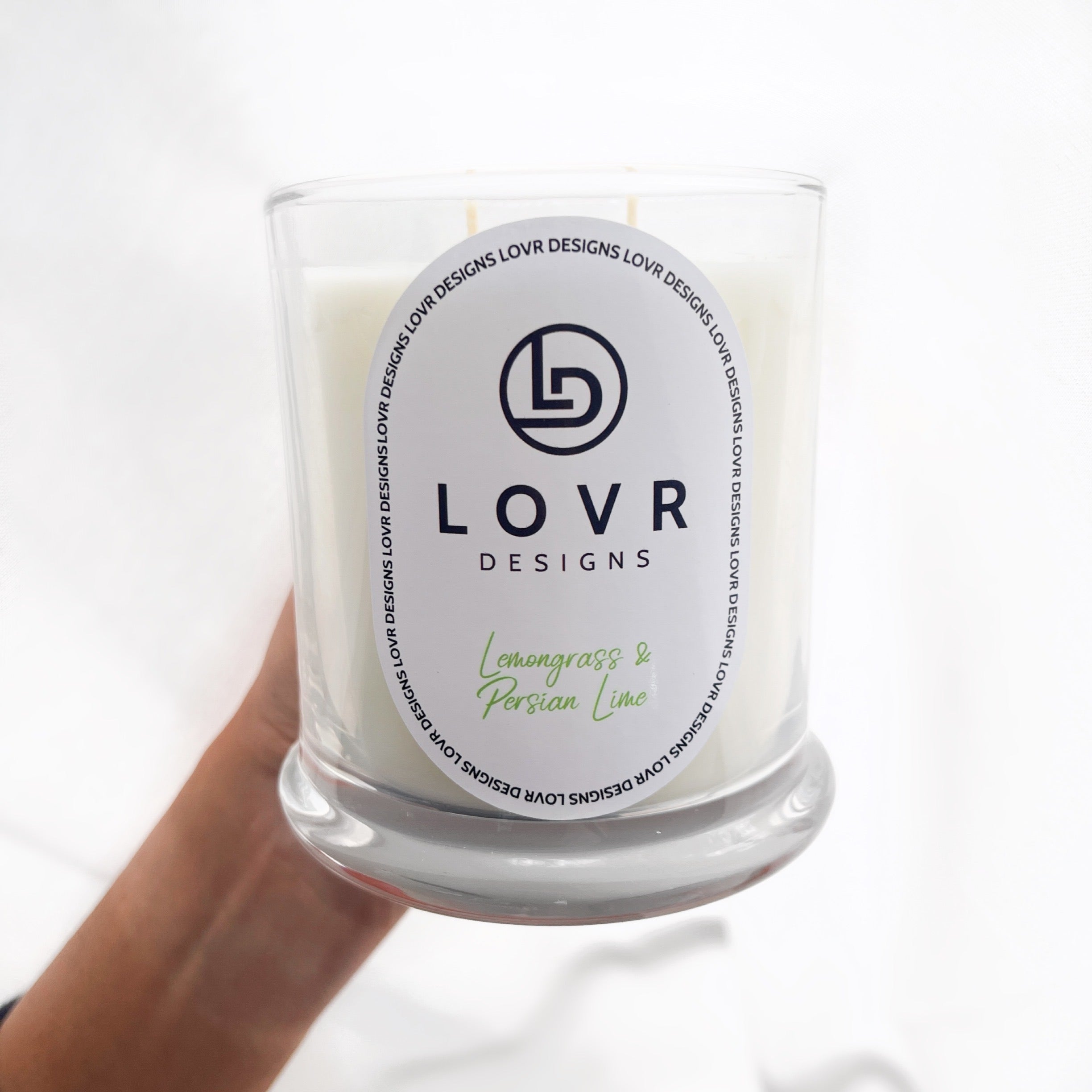 Lemongrass & Persian Lime Scented Soy Wax Candle. Lovr Designs. Melbourne Candles. Hand Poured in Melbourne. A Natural, Fresh Citrus Scent Of Lemongrass Is Combined With Zesty Lime, Lemon Peel And A Soft Floral Undertone. Extra Large Candle. Huge Scented Candle.