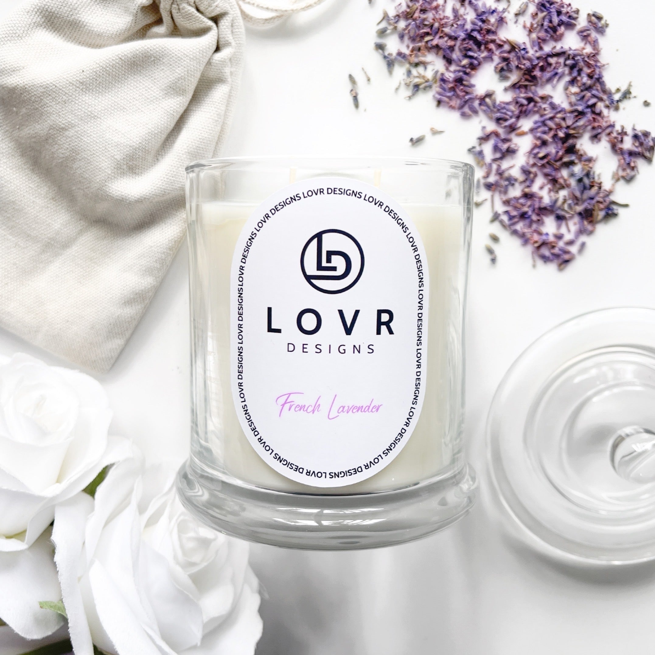 French Lavender Scented Soy Wax Candle. Lovr Designs. Melbourne Candles. Hand Poured in Melbourne. A Fragrance That Reminds You Of The Lavender Fields That Can Assist With Sleep And Relaxation. Extra Large Candle. Huge Scented Candle.