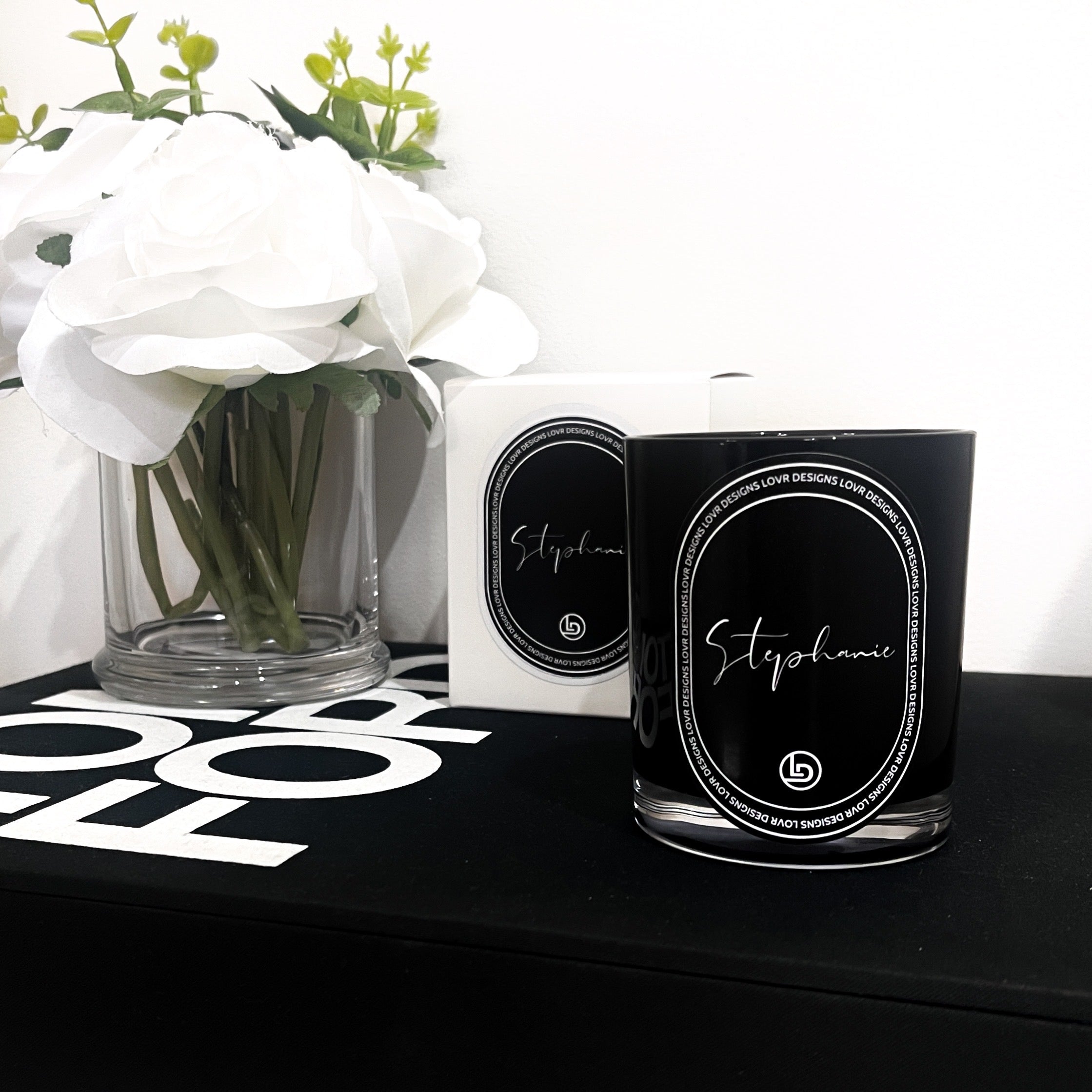 Personalised Name Candles For Gifts. Lovr Designs Hand Made Candles In Melbourne. Shop Our Full Range of Personalised Candles Today With A Quick Turnaround Time. Monochrome Custom Name Candle. Sophisticated Candle Design With Custom Options And Design. Personalised Wedding, Engagement and Event Guest Favours.